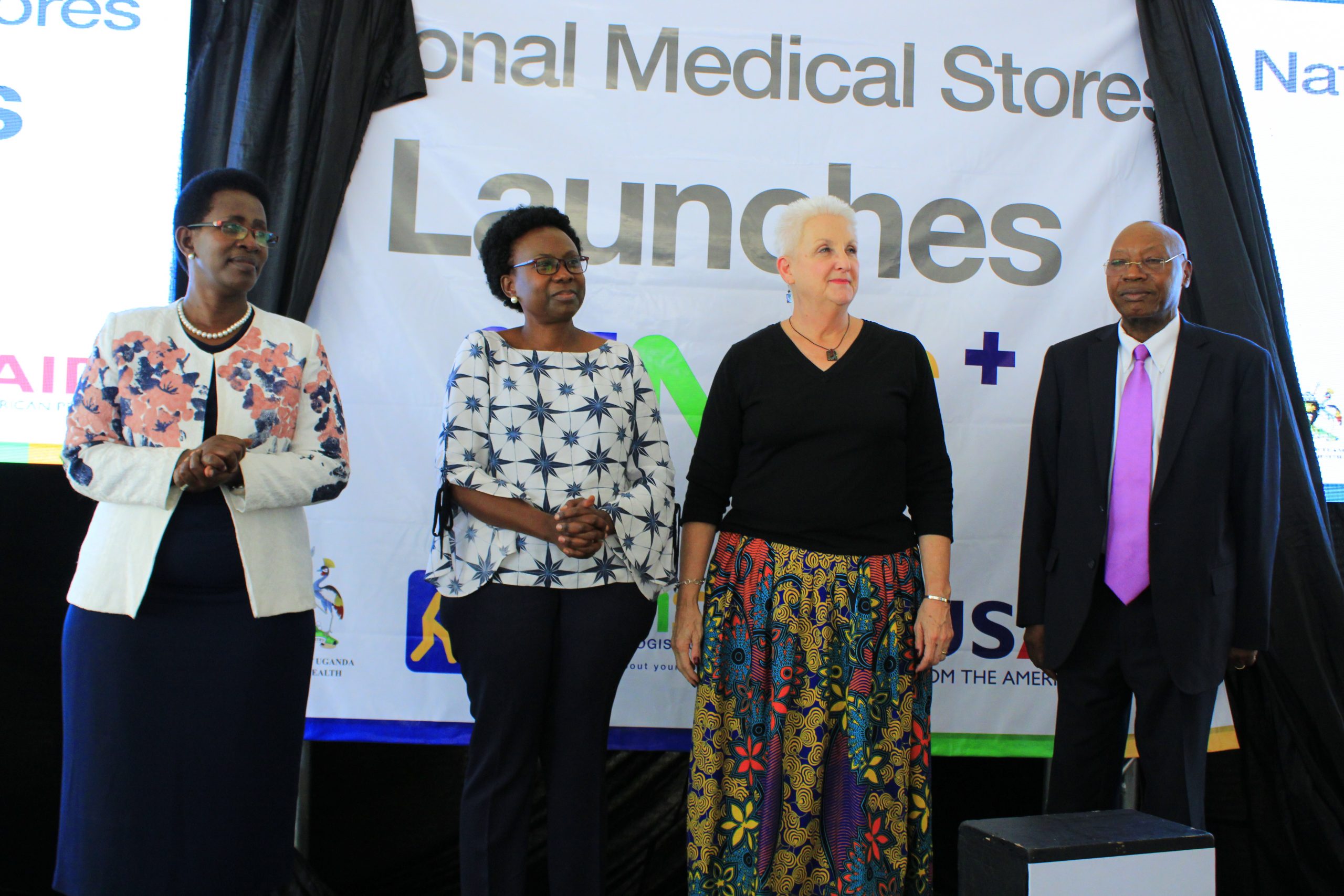 NMSPLUS LAUNCH                Hon  Minster of Health Dr Jane Ruth Aceng Ambassador Deborah Malac P S MOH Dr  Diana Atwine Chairman NMS Board Dr Jotham Musinguzi  at NMSPlus launch